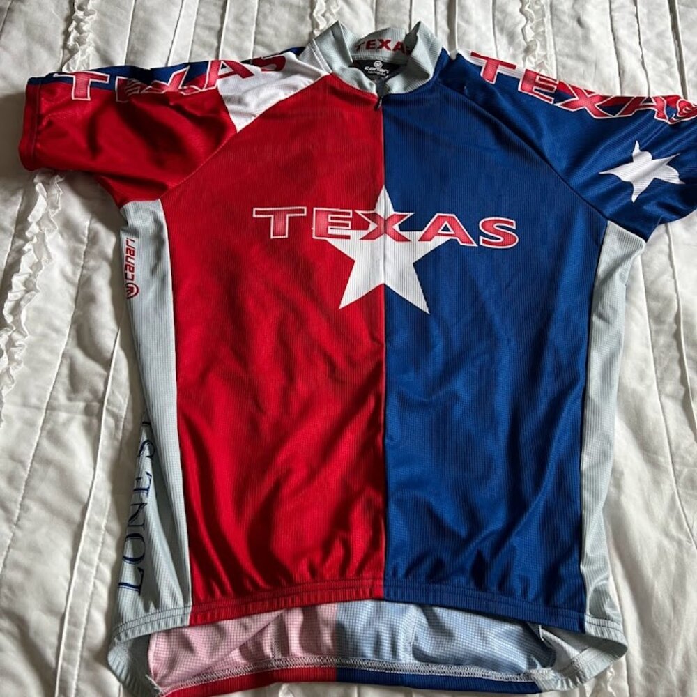 Vintage Canari Cycling Texas Printed Jersey Red Blue Size Large